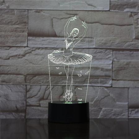 Balett 3d Led Nattljus Sovrumsbordslampa Färg Ändras