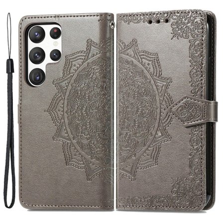 Mandala Samsung Galaxy S23 Ultra Läppäkotelo - Harmaa