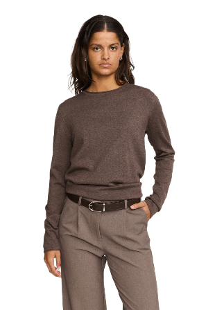 Soft Rebels Srmarla O-neck Roll Edge Knit Tröjor Dam Brun L