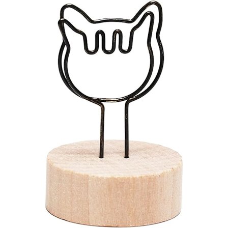 Fowecelt Kotityöhuoneen Gadget-Tarvikkeet Työpöydän Järjestäjä Puinen Pöytäkuvanpidike Muistiinpanojen Nimenkortin Postikortin Pöytäpidike - Kissa