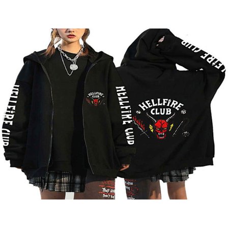 Stranger Things Hellfire Club langermet hettejakke for unisex W