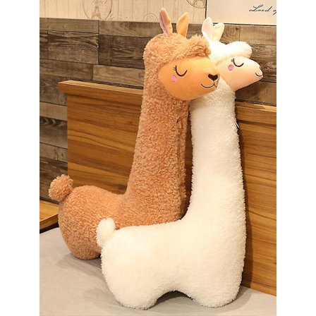 2024 Lama Kroppspute, Stor Alpaca Plysj Lang Pute, Fluffig Alpaca Plysjdyr, Koselig Alpaca Lang Pute Hvit