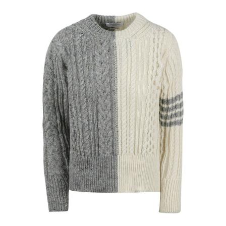 Thom Browne, Cable Knit Pullover Grijs, Heren, Maat:S