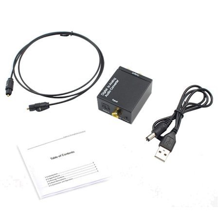 Digital optisk koaksial Toslink til RCA L/R 3,5 mm analog lydkonverteradapter