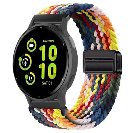 20/22 mm nylonarmband för Garmin Forerunner 55 165 265 965 255 magnetiskt flätat andningsbart band för Garmin Active 5/Venu 3 Correa