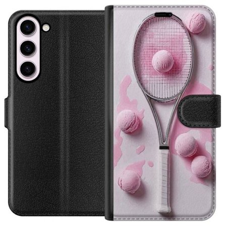 Kompatibelt Lommeboketui til Samsung Samsung Galaxy S23+ Rosa glasskuler og tennisracket i et kreativt, stille bilde med leken popfølelse og moderne