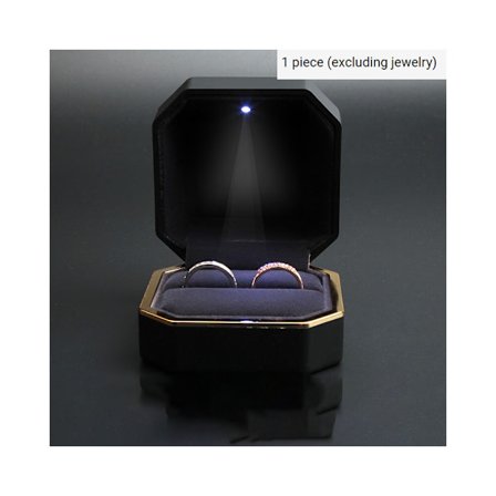 En (svart, ca. 7,5*7,5*5,1 cm) Luksus Ringboks, Kvadratisk Fløyel