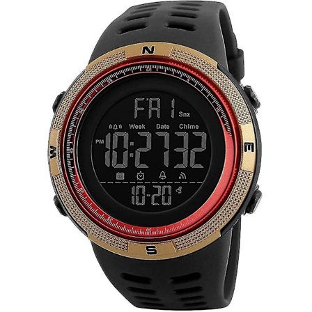 Digital sportklocka för män. 50 m vattentät stoppur larm nedräkning kalender datum