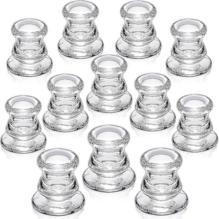 Lysestaker i bulk - 12 stk koniske lysestaker for bordpynt - tykke glass lysestaker for bryllup, fest og festivaldekorasjon-YU