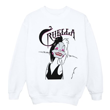 Disney Dam/Kvinnor Cruella De Vil Evil Smile Sweatshirt S Vit