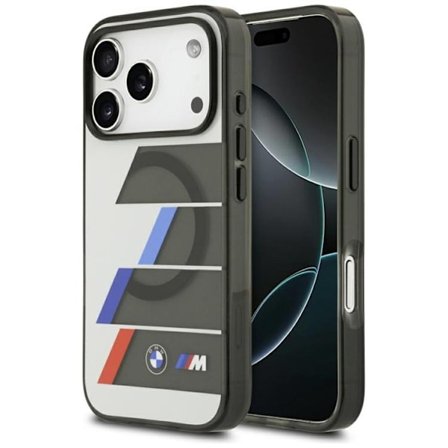BMW telefontaske til iPhone 17 Pro MagSafe Metal Tricolor Lines - Antracit