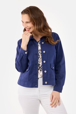 BRANDTEX - Kort Jakke - Navy - Knaplukning