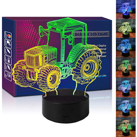 Traktor Nattlys 3D Illusjon LED Lampe Bursdagsgave Festiv