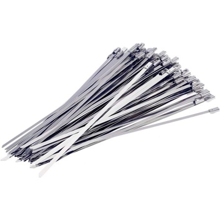 100 stk 400 mm x 4,6 mm høykvalitets kabelbånd i rustfritt stål metall rustfritt stål slangeklemme 400 mm Ac klemme bandasje