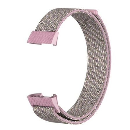 Fitbit Charge 3 klockband av nylon med kardborre - Rosa