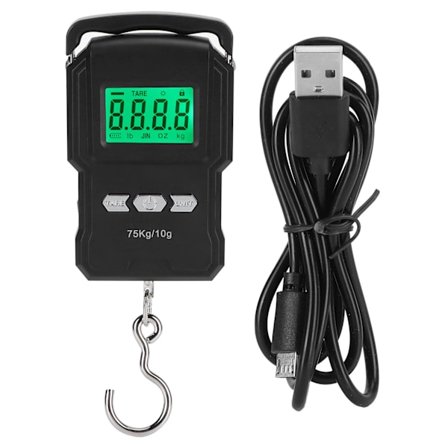 Bärbar digitalvåg digital display hängande krok elektronisk våg med måttband 75 kg