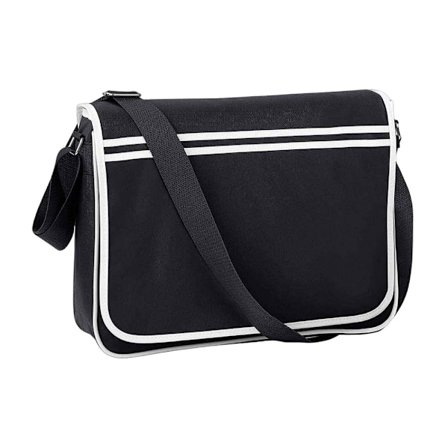 Bagbase Retro Messenger Bag One Size Svart/Vit