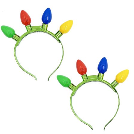 Lysende pannebånd med fargerike LED-pærer, 6 blinkemodus, julefestartikler for barn, 8 tommer