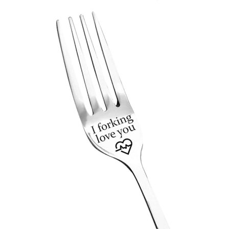 I Forking Love You Gravert Gaffel Med Gaveeske, Bordgafler i Rustfritt Stål