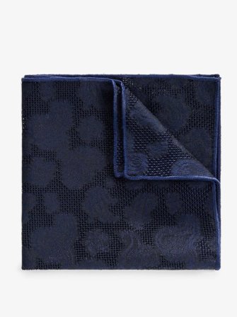 John Henric Men's Blaues Einstecktuch aus Grenadine Size Onesize