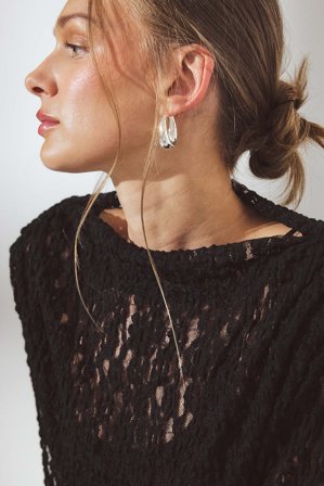 NA-KD - Topp med blonder og omslag - Fest-topper - Svart - XS (EU 32)