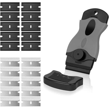 Rustfritt stål keramisk spisskrapa. med 20 blad (grå) Grå svart