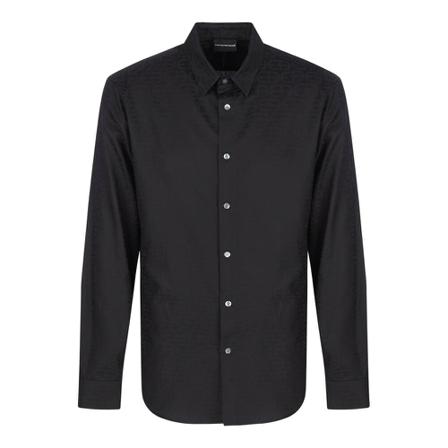 Emporio Armani Jacquard shirt with the anniversary logo for the entire garment Sort, Herre Skjorter