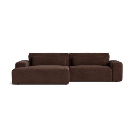 Messina XL Chaiselong Sofa, Venstrevendt - Ribcord Mørkebrun - Stor hjørnesofa med nozag fjedre - 302x171x80cm - Chaiselong Sofa
