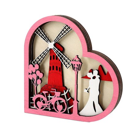 Valentinsdag Vindmølle Pariserhjul Fritstående Hjerte Ornament til Bryllup