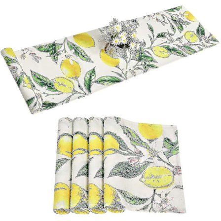 Lemon Spring Bordløper, Sommergul og Grønn Sitrontre Bordløper (180x30 cm)