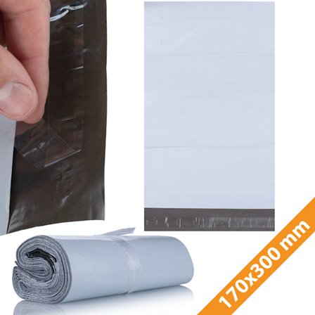 Folieposer 170x300mm 100stk – Hvit LDPE | Vanntett og Rivesterk | Selvklebende Lukking
