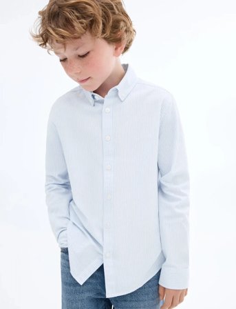 Mango Striped Oxford Shirt - Blue - 6