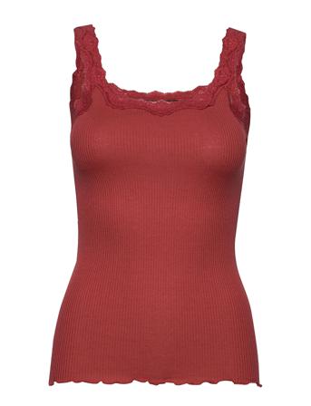 Silk Top W/ Lace T-shirts & Tops Sleeveless Punainen Rosemunde