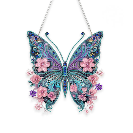 DIY Sommerfugl Diamant Maleri Sæt, Specialformede Krystal Ædelsten Kunst med 22,9x24,9 cm Hængende Vedhæng til Væg Vindue Boligindretning