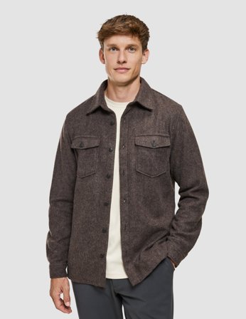 Shaping New Tomorrow - Double Layer Wool Overshirt - Saddle Brown - Herre - Størrelse L