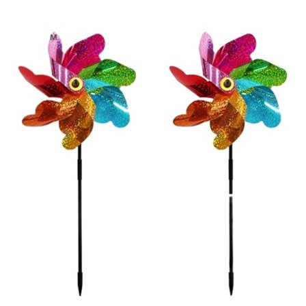 Reflekterende fugleafvisende nålehjul vindmøller 7-blads - hold fugle væk 2-pak