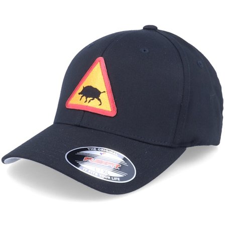 Hunter - Black flexfit Czapka Z Daszkiem - Wild Boar Patch Black Flexfit @ Hatstore