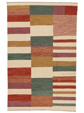 Kelim Moderne Teppe Håndvevd 196X303 Brun/Oransje