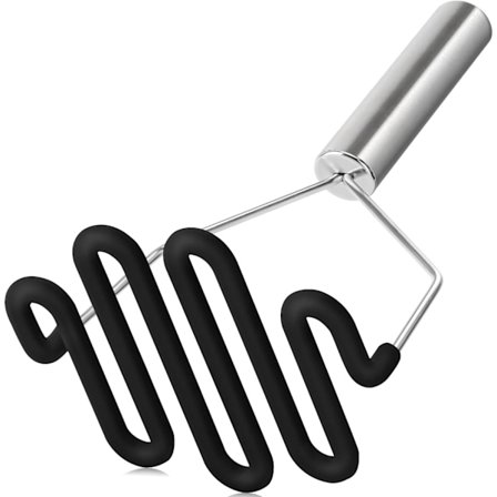 1 stk Ikke-ripe silikon potetmoser kjøkkenverktøy, potetmoser potetmoser i rustfritt stål innpakket i premi
