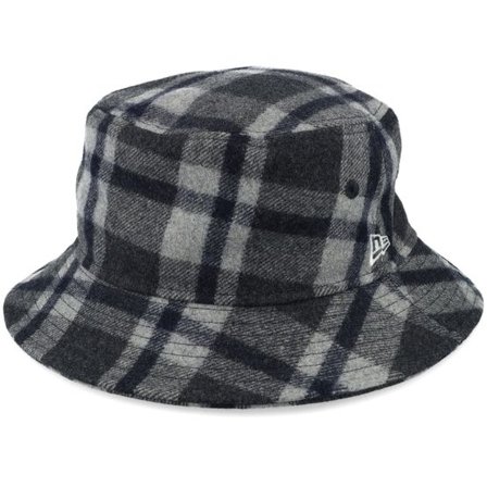 New Era - Grå bucket Hatt - Check Bucket Navy/Gray Bucket @ Hatstore
