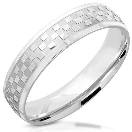 Ring Rutmönster Rostfritt stål 316L Silver Färg - Stl 16,51