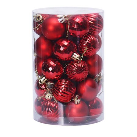 34 stk. 4 cm Ubrydelige julekugler til juletræ, bryllup, fødselsdagsfestdekoration - Rød