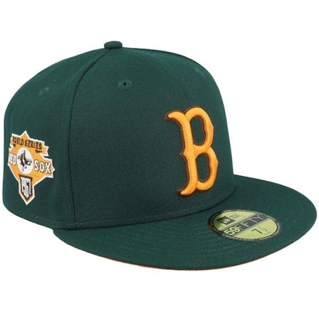 New Era - MLB Grønn fitted Caps - Boston Red Sox Infinity Mega 59FIFTY Org Pop 1967 World Series Dark Green/Orange Fitted @ Hatstore