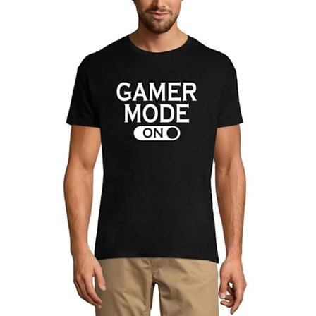 Modetröja för män Gamer On The Players T-shirt – Gamer Mode On Shirt för spelare – Vintage svart T-shirt