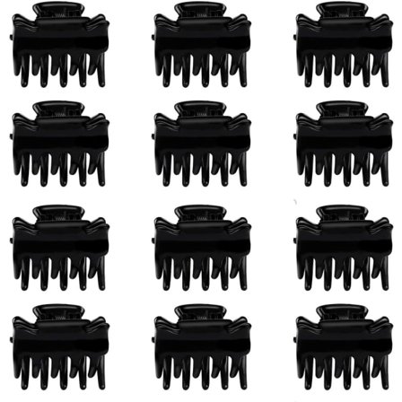 12 stk Små hårklemmer kompatible med kvinner, jenter, sklisikre hårklemmer Svarte hårklemmer kompatible med tykt hår