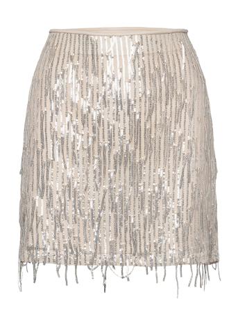 Onlspacy Short Sequins Skirt Wvn Kort Skjørt Beige ONLY*Betinget Tilbud