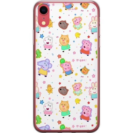 Yhteensopiva Puhelinkuori Apple iPhone XR Värikkäät piirretyt eläinhahmot leikkisässä tyylissä tähtien ja pisteiden kera vaalealla taustalla