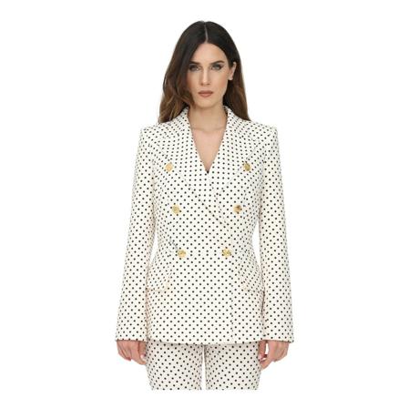 Elisabetta Franchi, Double-Breasted Jacket With Polka Dots Beige, Dames, Maat:S,polyester