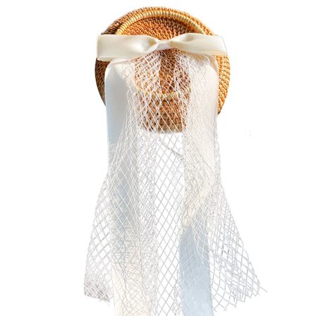 Hvid sløjfe dobbelt lag bryllupsslør med klip brud bryllup S stil4 KLB