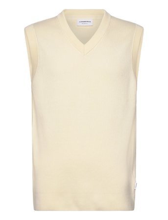 Lindbergh Rib Knitted V-Neck Slipover - Cream - L